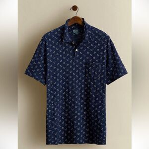 Vintage Polo Ralph Lauren 2003 Anchor-Print Polo Shirt - Navy & Off White Cotton
